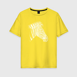 Футболка оверсайз женская Гравюра голова зебры в профиль, цвет: желтый
