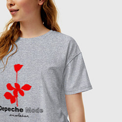 Футболка оверсайз женская Depeche Mode - Violator album logo, цвет: меланж — фото 2