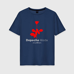 Футболка оверсайз женская Depeche Mode - Violator rose logo, цвет: тёмно-синий