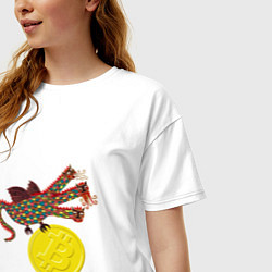 Футболка оверсайз женская Дракон с монетой Биткойна, цвет: белый — фото 2