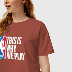 Футболка оверсайз женская NBA вот почему мы играем, цвет: кирпичный — фото 2