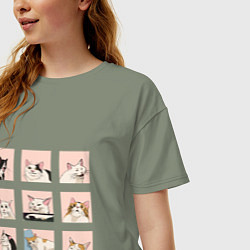 Футболка оверсайз женская Мемные коты, цвет: авокадо — фото 2