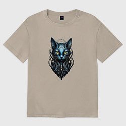 Женская футболка оверсайз Техно кошка