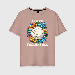 Женская футболка оверсайз I love volleyball