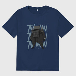 Футболка оверсайз женская Упитанный ТВ Мен, цвет: тёмно-синий