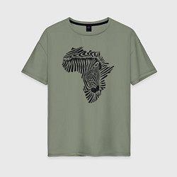 Женская футболка оверсайз Африканская зебра