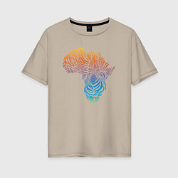 Женская футболка оверсайз Разноцветная зебра