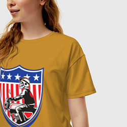 Футболка оверсайз женская Американский байкер, цвет: горчичный — фото 2