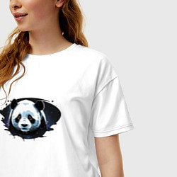 Футболка оверсайз женская Грустная панда портрет, цвет: белый — фото 2