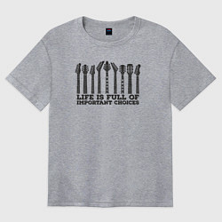 Футболка оверсайз женская Жизнь полна главного выбора, цвет: меланж