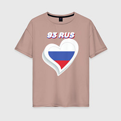 Футболка оверсайз женская 93 регион Краснодарский край, цвет: пыльно-розовый
