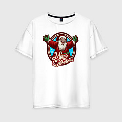 Женская футболка оверсайз Радостный Санта