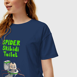Футболка оверсайз женская Spider skibidi tualet, цвет: тёмно-синий — фото 2