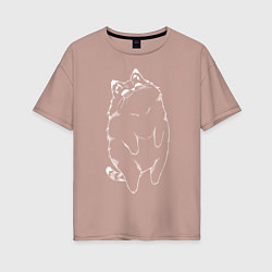 Женская футболка оверсайз Улыбающийся котик арт