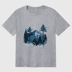 Футболка оверсайз женская Графика горный пейзаж, цвет: меланж