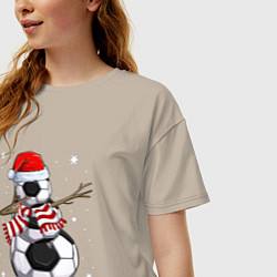 Футболка оверсайз женская Soccer snowman, цвет: миндальный — фото 2