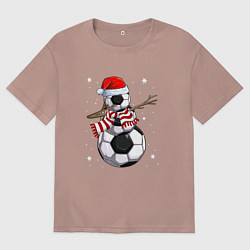 Футболка оверсайз женская Soccer snowman, цвет: пыльно-розовый