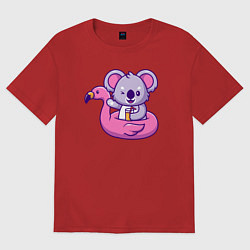 Женская футболка оверсайз Коала и фламинго