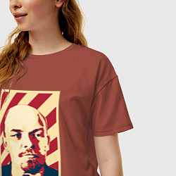 Футболка оверсайз женская Vladimir Lenin, цвет: кирпичный — фото 2