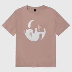 Футболка оверсайз женская Инь ян котята, цвет: пыльно-розовый