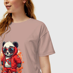 Футболка оверсайз женская Крутая панда в очках, цвет: пыльно-розовый — фото 2