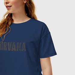 Футболка оверсайз женская Nirvana grunge text, цвет: тёмно-синий — фото 2