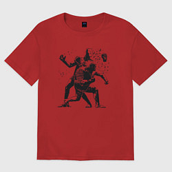 Футболка оверсайз женская Мощный удар боксёра, цвет: красный