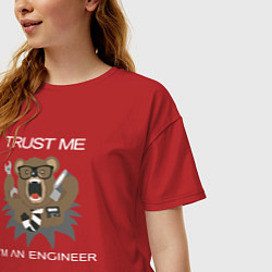 Футболка оверсайз женская Верь мне я инженер медведь, цвет: красный — фото 2