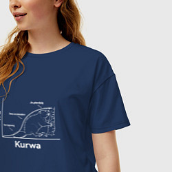 Футболка оверсайз женская Бобр курва график, цвет: тёмно-синий — фото 2