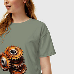 Футболка оверсайз женская Ржавые шестеренки, цвет: авокадо — фото 2