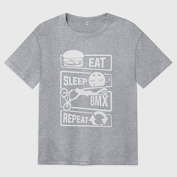 Футболка оверсайз женская Еда сон bmx, цвет: меланж