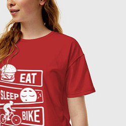Футболка оверсайз женская Eat sleep bike, цвет: красный — фото 2