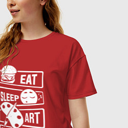 Футболка оверсайз женская Еда сон искусство, цвет: красный — фото 2