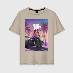Футболка оверсайз женская GTA6, цвет: миндальный