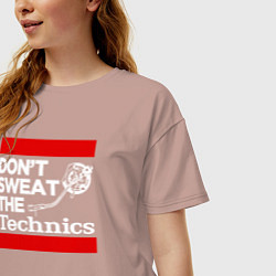 Футболка оверсайз женская Dont sweat the Technics, цвет: пыльно-розовый — фото 2