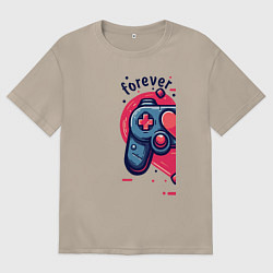 Футболка оверсайз женская Gamepad together forever, цвет: миндальный