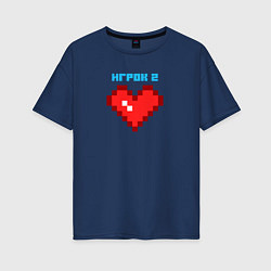 Женская футболка оверсайз Heart player 2 pixels парные