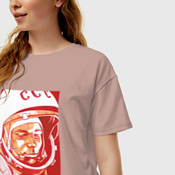 Футболка оверсайз женская Gagarin in red, цвет: пыльно-розовый — фото 2