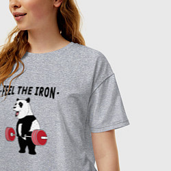 Футболка оверсайз женская Почувствуй железо - панда бодибилдер, цвет: меланж — фото 2