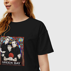 Футболка оверсайз женская Green Day band, цвет: черный — фото 2