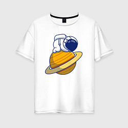 Женская футболка оверсайз Космонавт на Сатурне