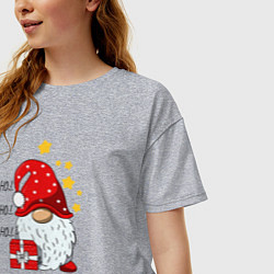 Футболка оверсайз женская Милый гном с подарком, цвет: меланж — фото 2