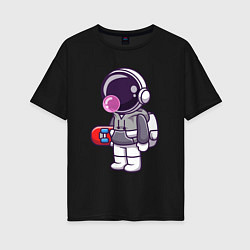 Женская футболка оверсайз Космонавт со скейтом