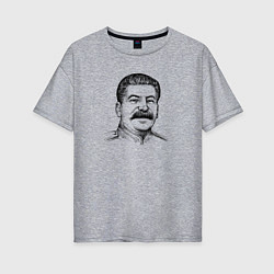Женская футболка оверсайз Сталин улыбается