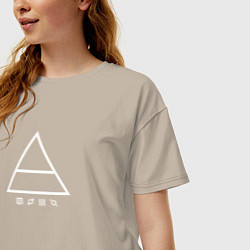 Футболка оверсайз женская 30 Seconds to mars логотип треугольник, цвет: миндальный — фото 2