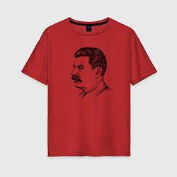 Футболка оверсайз женская Сталин в профиль, цвет: красный