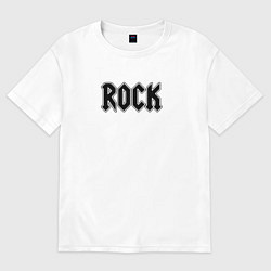 Футболка оверсайз женская Rock text art, цвет: белый