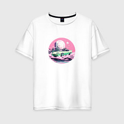 Женская футболка оверсайз Японский ретро автомобиль на фоне луны