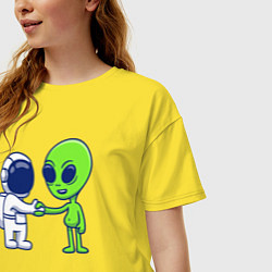 Футболка оверсайз женская Привет пришелец, цвет: желтый — фото 2
