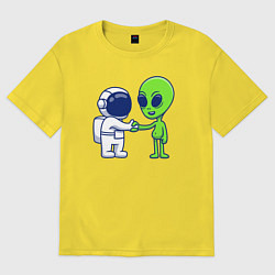 Футболка оверсайз женская Привет пришелец, цвет: желтый